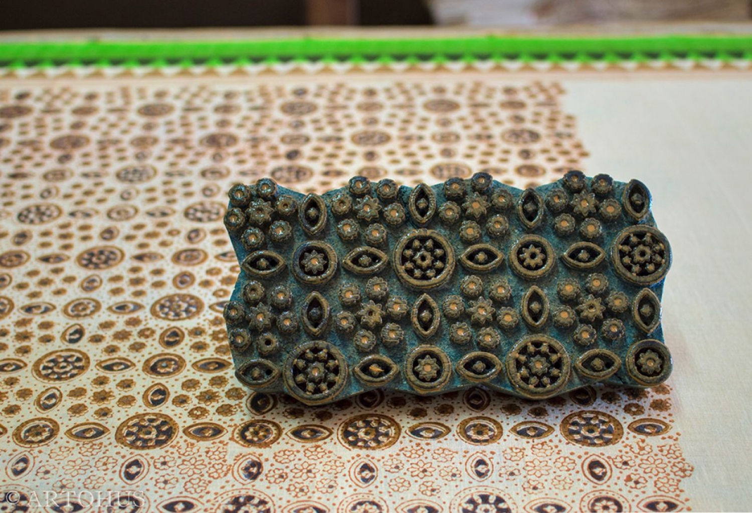 Ajrakh block printing process — Khatri family workshop Ajrakpur Kutch
