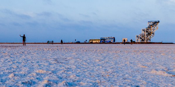 Full moon over White Rann silver landscape